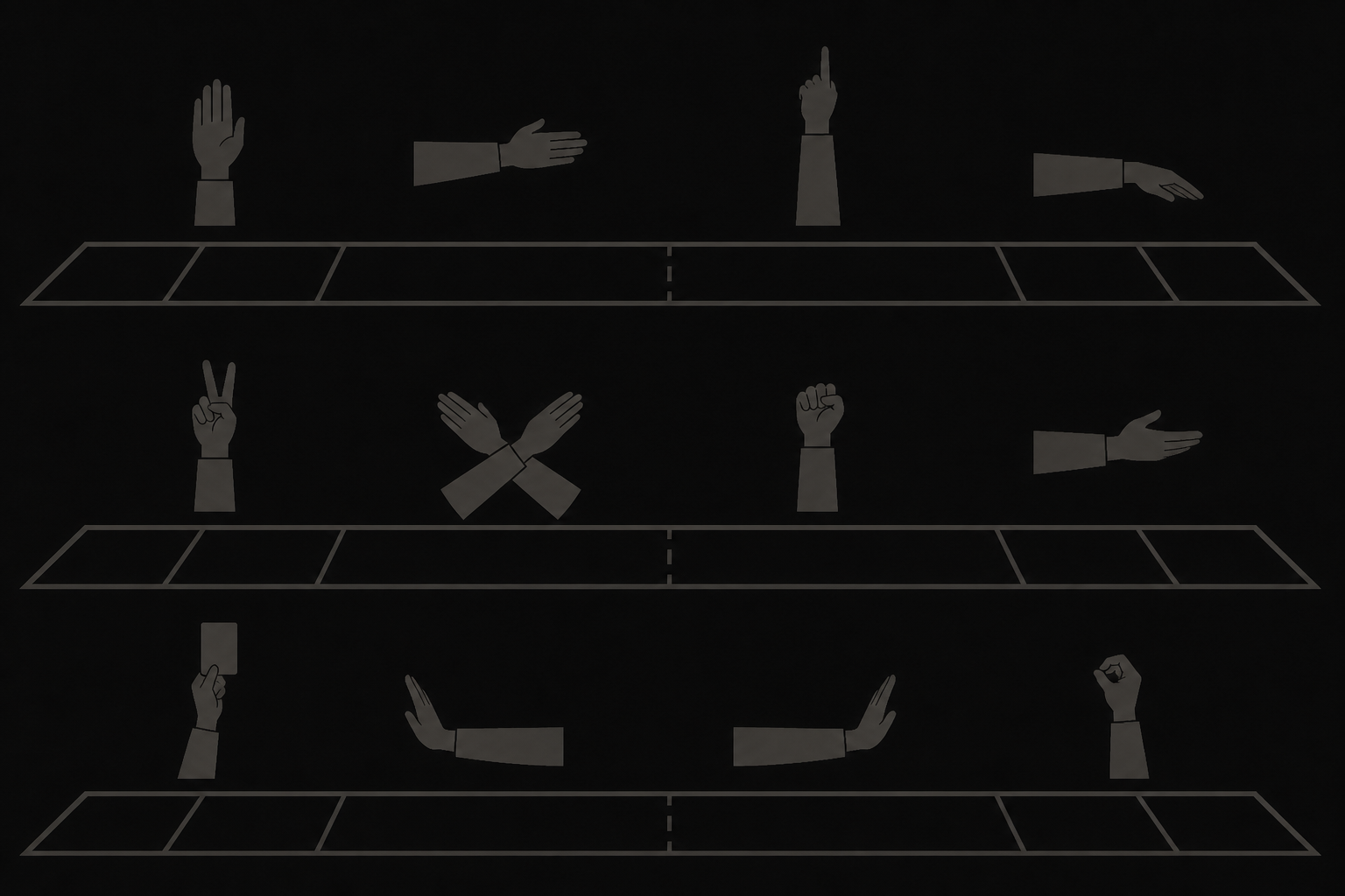Abstract referee signal marks representing structured communication protocol